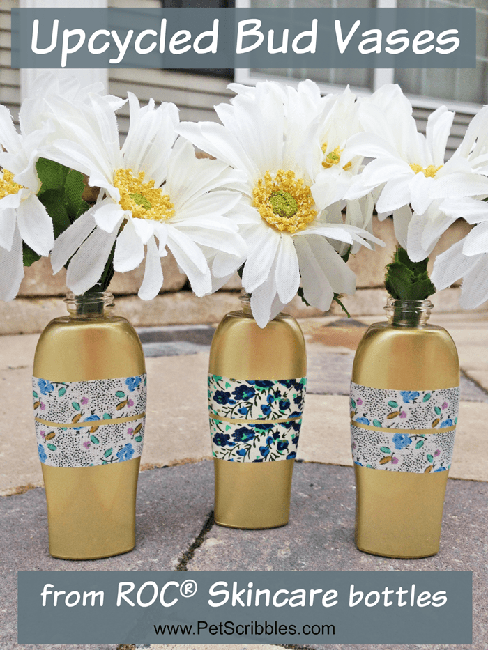 Upcycled Bud Vases from ROC Skincare bottles