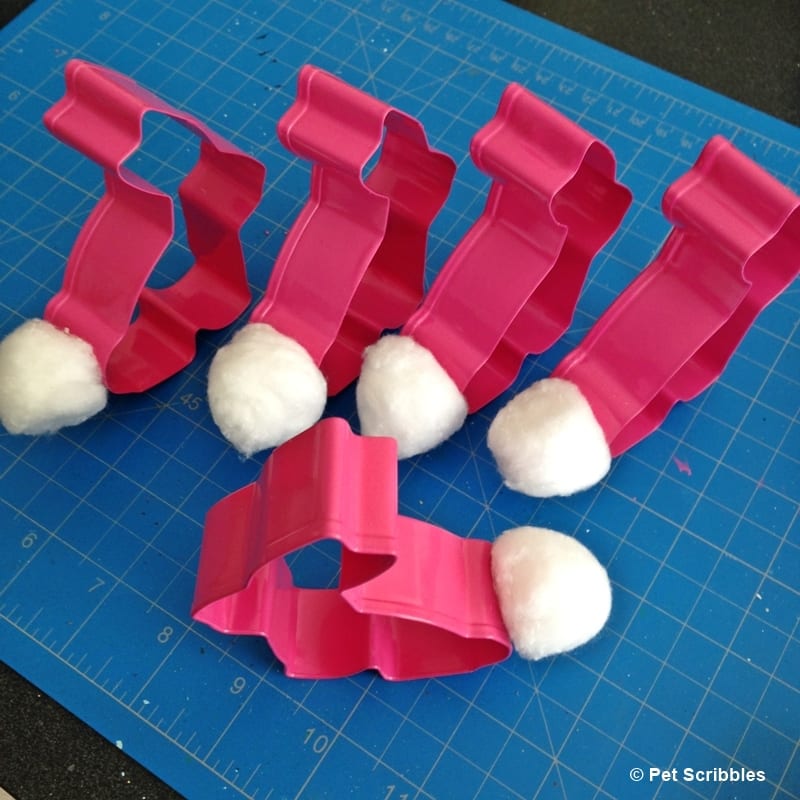 add cotton ball tails to bunny cookie cutters
