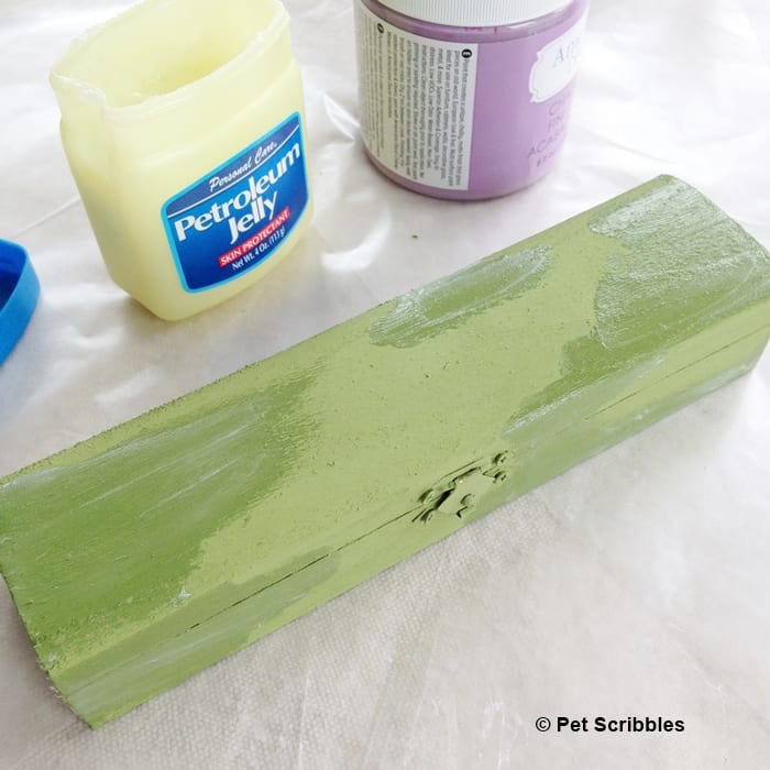 chippy paint finish with petroleum jelly