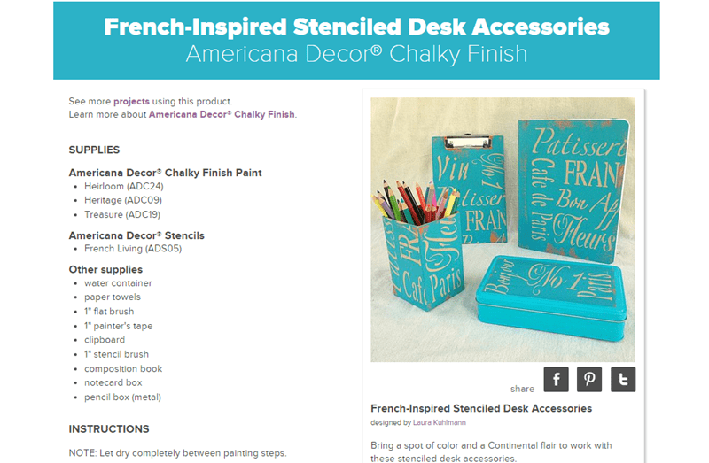 DecoArt French-Inspired Stenciled Desk Accessories