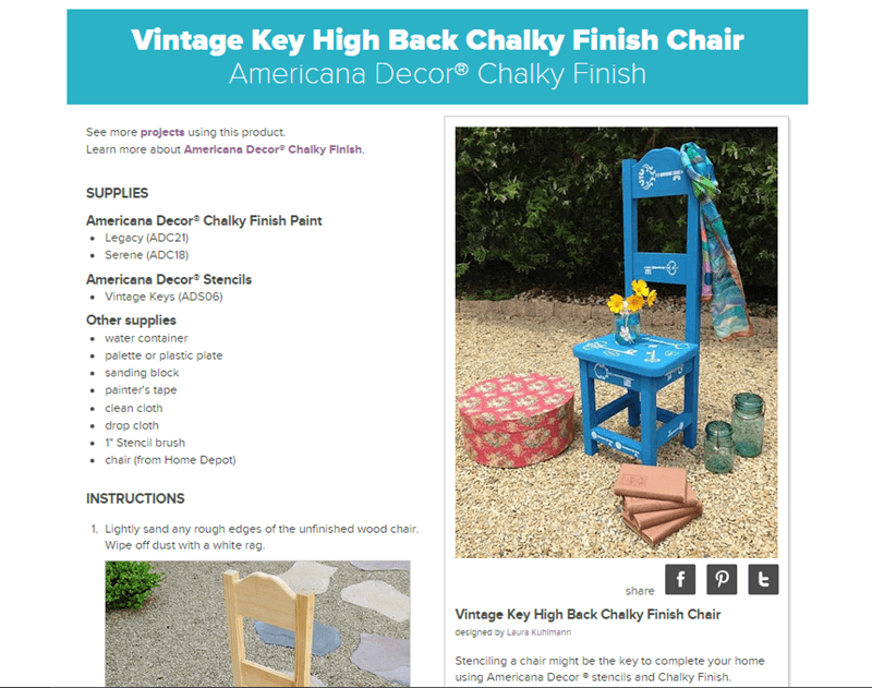 DecoArt Vintage Key High Back Chair