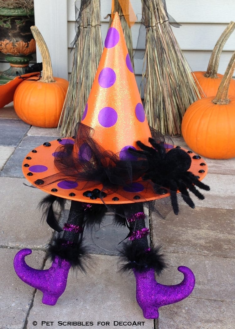 Glitter Polka Dot Witch Hat with Wicked Witch Legs