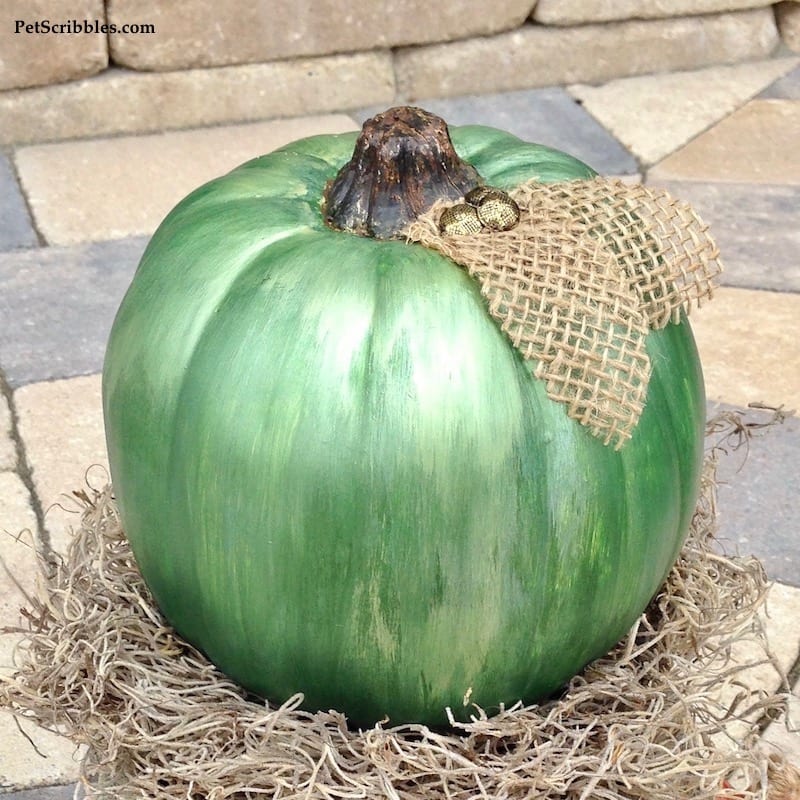 DIY Mercury Glass Pumpkin tutorial using three colors of metallic paint!