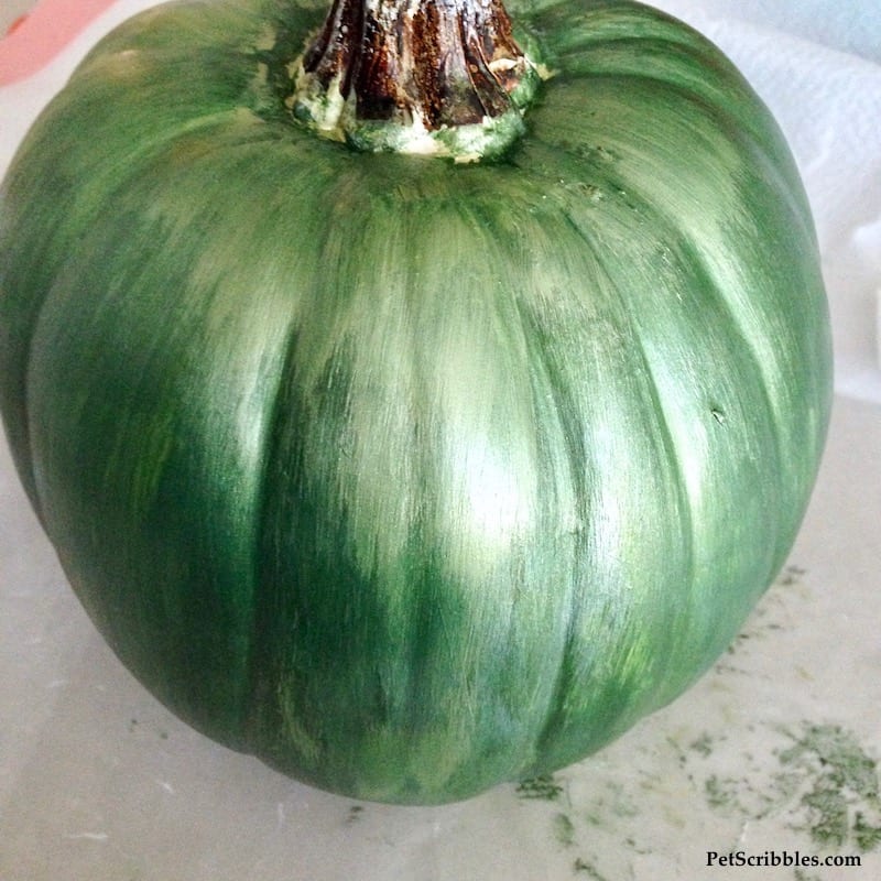 DIY Mercury Glass Pumpkin tutorial using three colors of metallic paint!