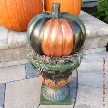 Colorful Outdoor Pumpkin Urn Decor