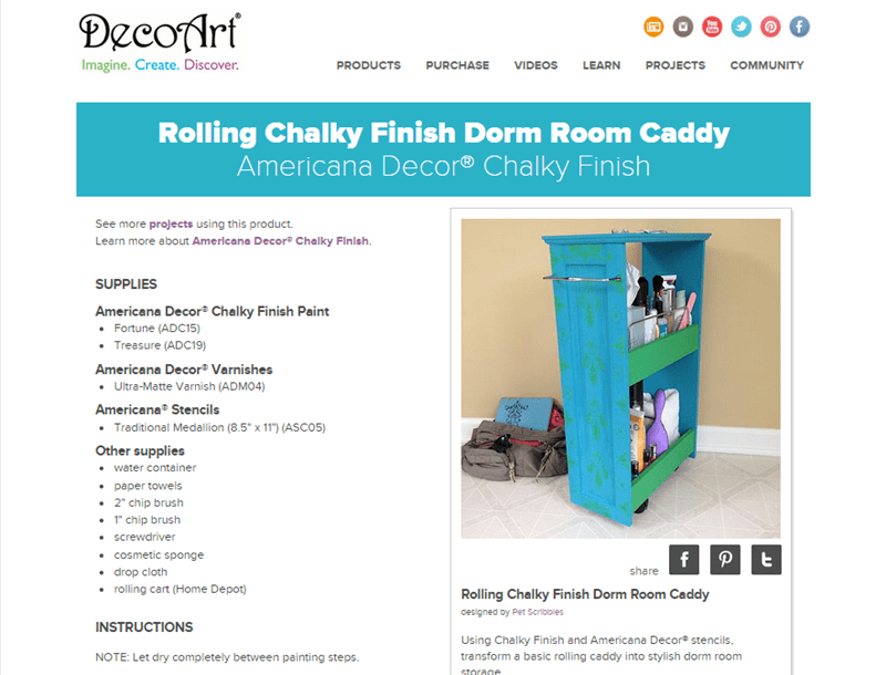 DecoArt Dorm Room Caddy DIY screenshot