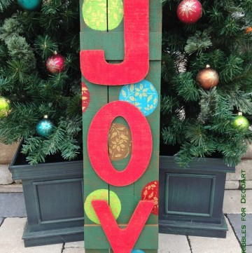 Wooden Outdoor JOY Sign