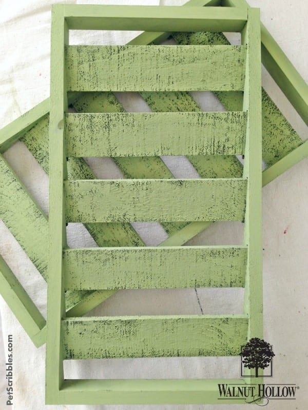 green chalky painted shutters