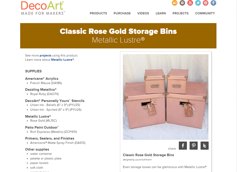 DIY Rose Gold Metallic Storage Boxes