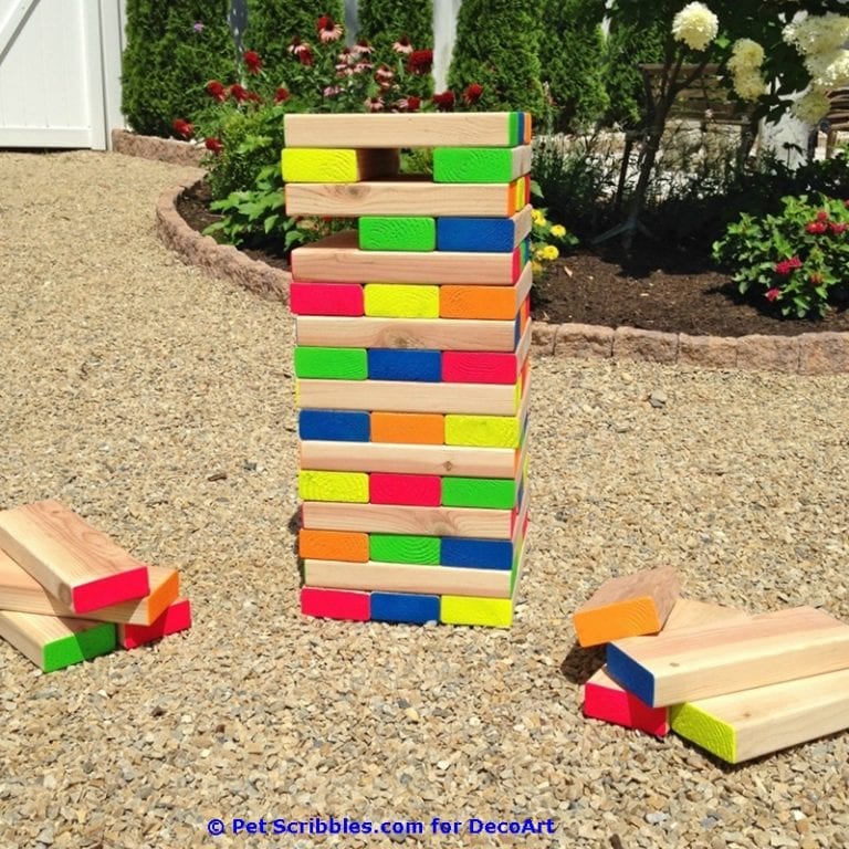 How to make a colorful outdoor giant Jenga game! Garden Sanity by Pet
