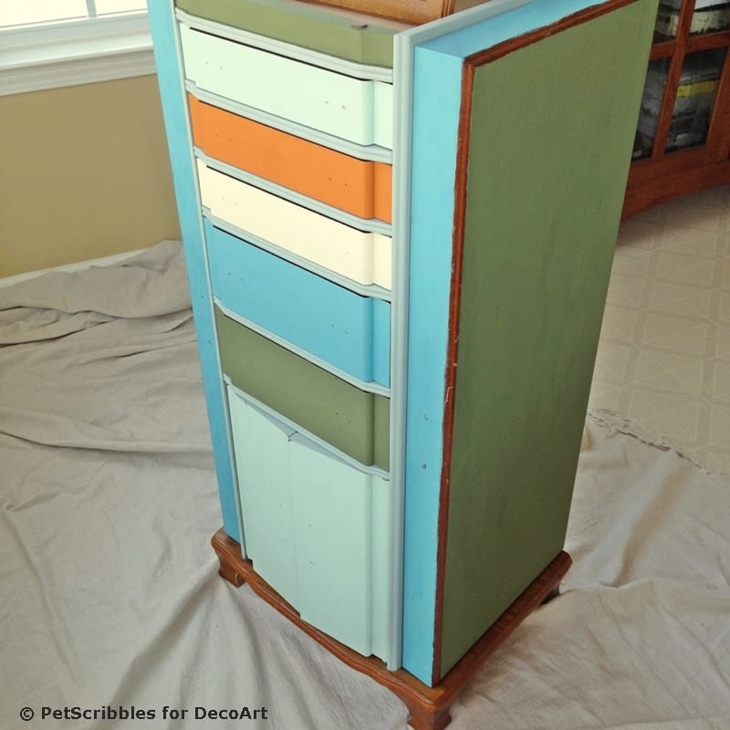 Vintage Jewelry Armoire Makeover with Paint and Stencils