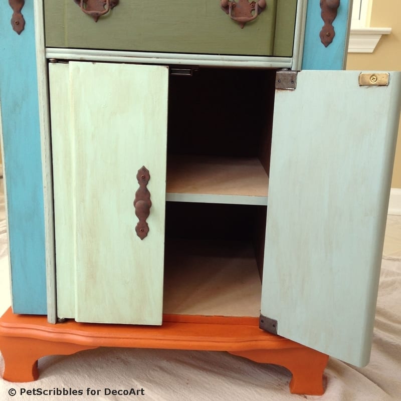 Vintage Jewelry Armoire Makeover with Paint and Stencils