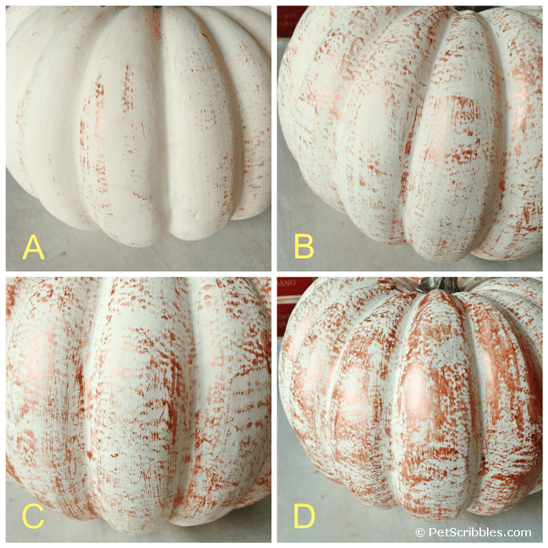 how to dry brush metallic paint onto a craft pumpkin