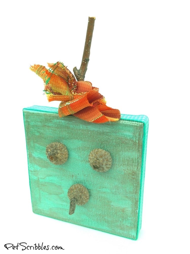 Acorn Craft - make a miniature canvas pumpkin with help from nature!