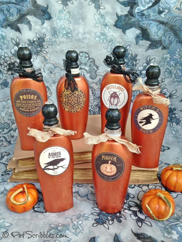 Make pretty potion and spell bottles for Halloween!