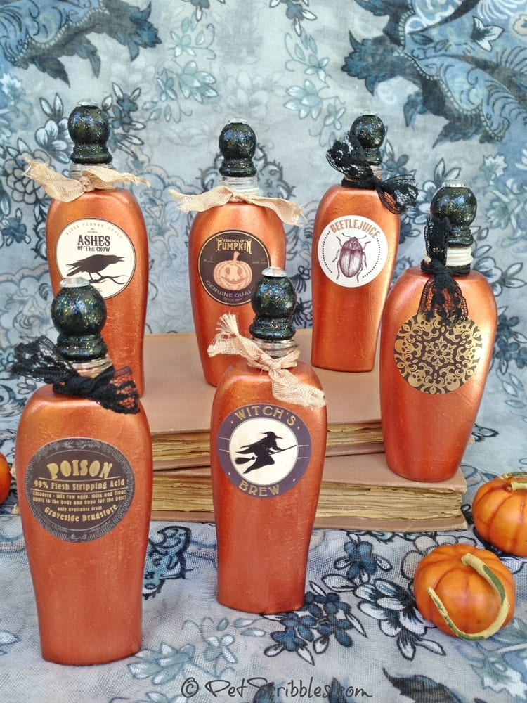Make pretty potion and spell bottles for Halloween!
