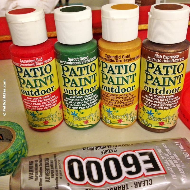 outdoor paints and glue for Christmas projects