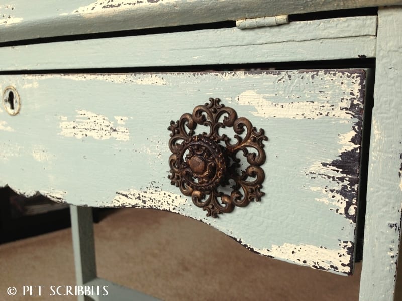 Chippy Paint Antique Secretary Desk