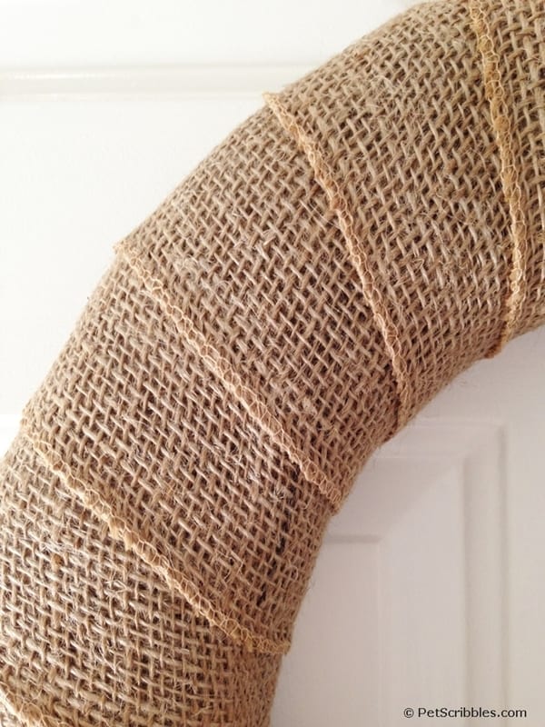 burlap wrapped around wreath form