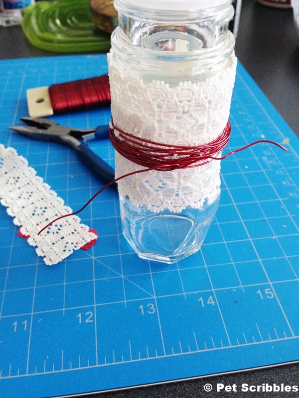 making a spice jar into a bud vase