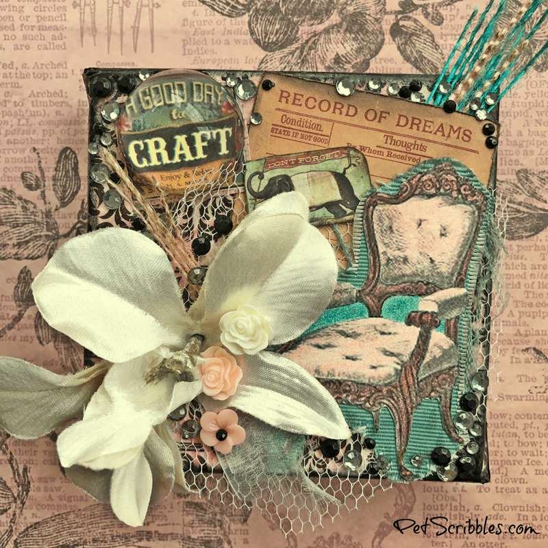 Don't Forget to Dream mixed media piece, using products from Canvas Corp, 7Gypsies and Tattered Angels