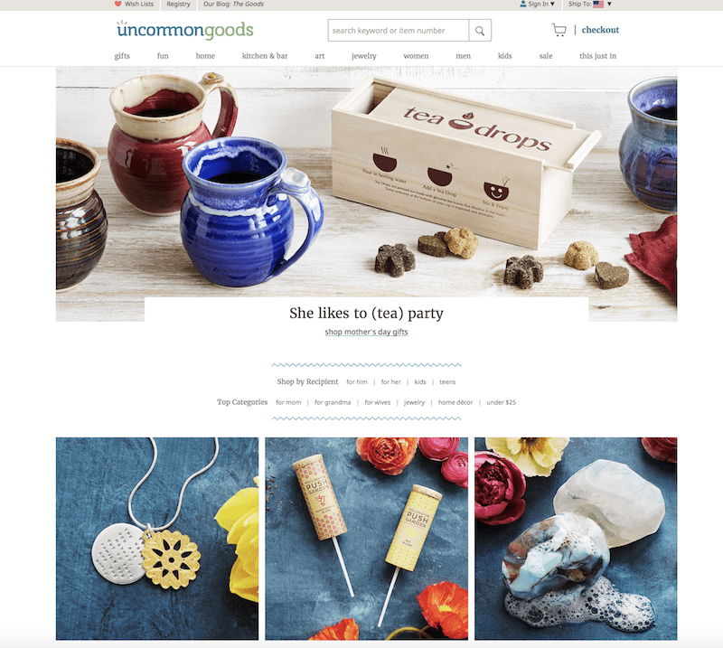 Uncommon Goods website