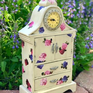 Vintage Jewelry Cabinet Redo with Paint and Mod Podge