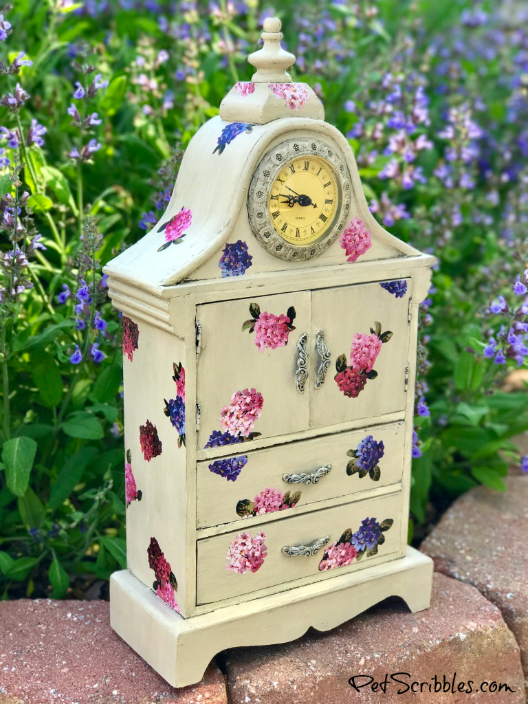 Vintage Jewelry Cabinet Redo with Paint and Mod Podge