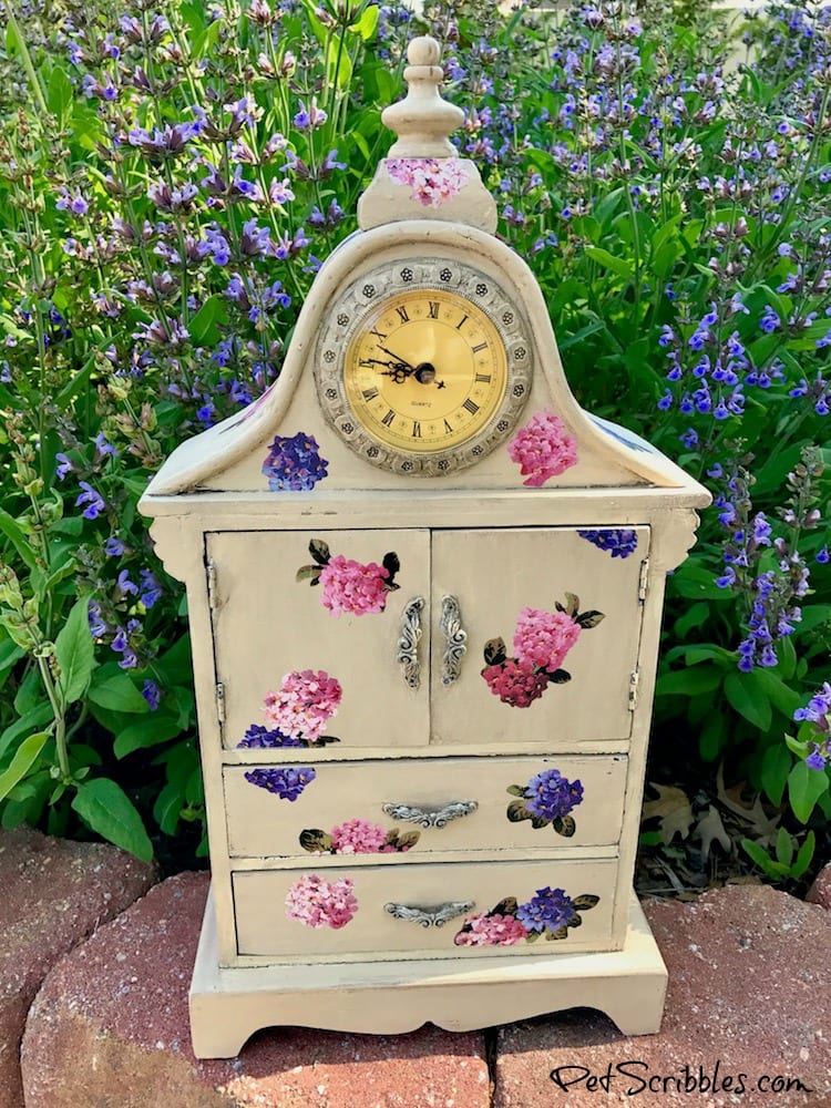 Vintage Jewelry Cabinet Redo with Paint and Mod Podge