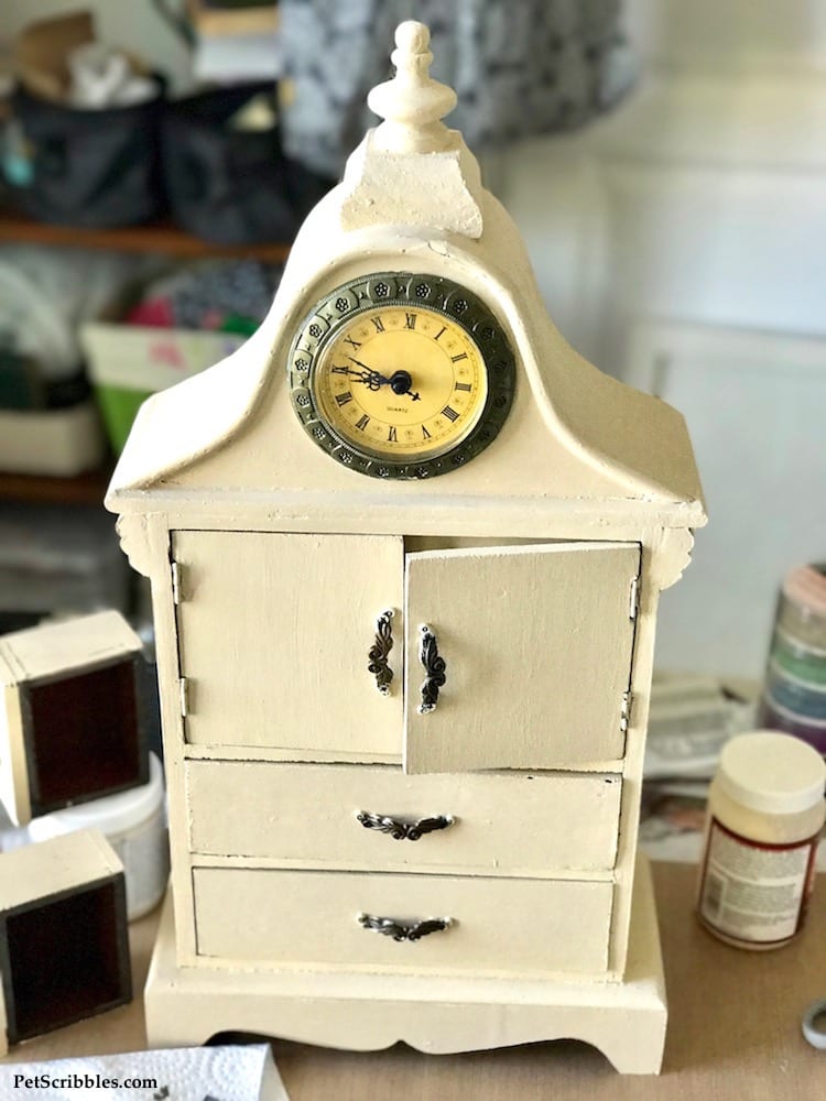 Vintage Jewelry Cabinet Redo with Paint and Mod Podge