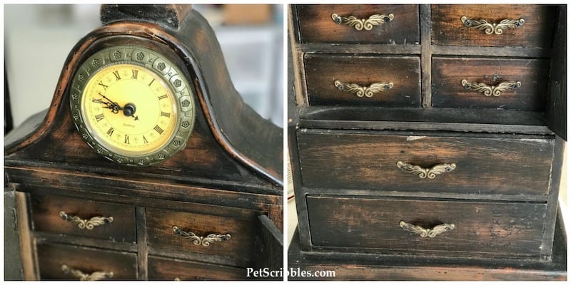 Vintage Jewelry Cabinet Redo with Paint and Mod Podge