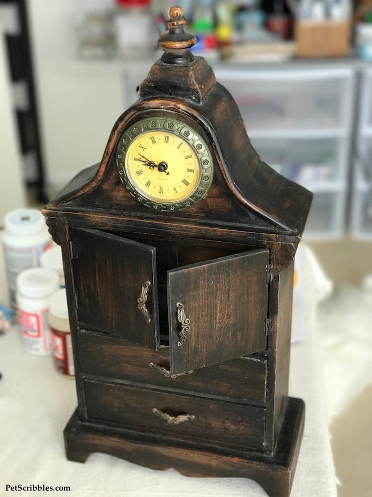 Vintage Jewelry Cabinet Redo with Paint and Mod Podge