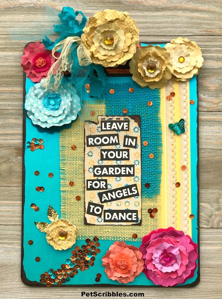Welcome Summer with a Garden Theme Altered Clipboard