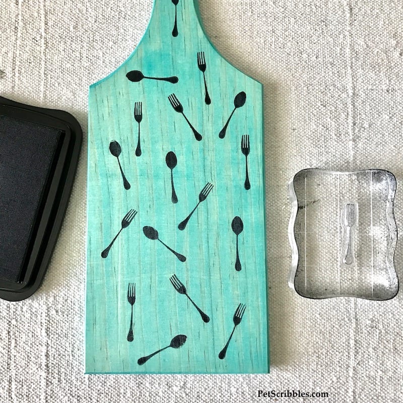 Make this colorful Fork and Spoon Kitchen Art using vintage adhesive embellishments instead of actual utensils! Yes, the fork and spoon are dimensional stickers! So fun and so many possibilities!