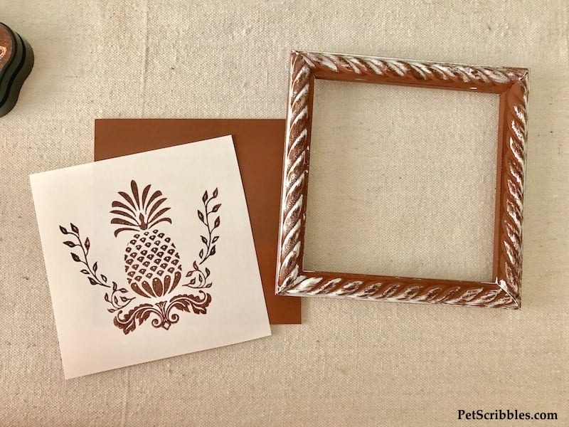 How to make Rustic Farmhouse Pineapple Art, with a beautiful Victorian pineapple stamp!