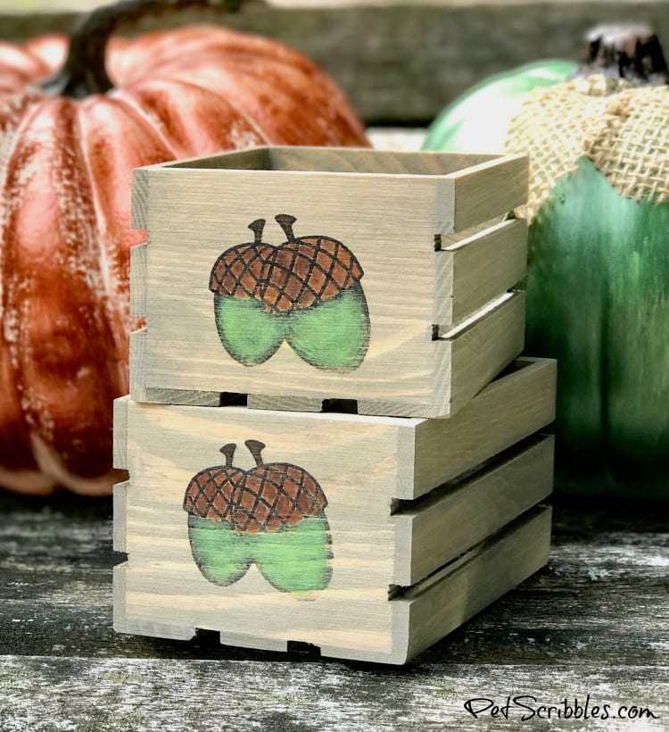 DIY Fall Acorn Rustic Crates by Pet Scribbles