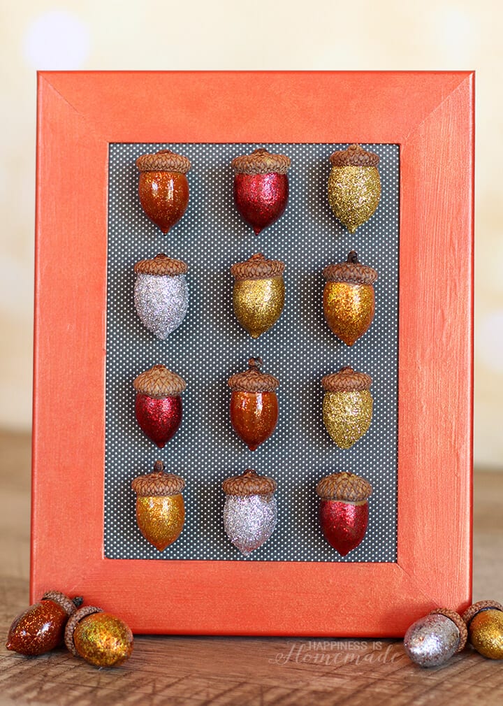 Fall Specimen Art: Glittered Acorns DIY by Happiness is Homemade