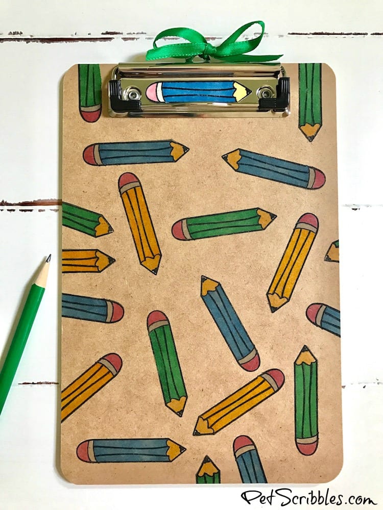 Easy-to-make, useful Teacher Gift: Stamped Pencil Clipboard and Magnet -- made with a simple pencil stamp!