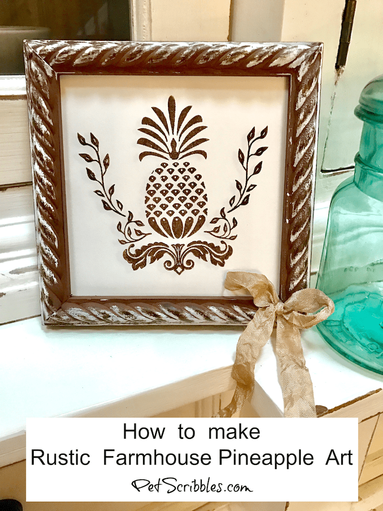 How to make Rustic Farmhouse Pineapple Art, with a beautiful Victorian pineapple stamp!