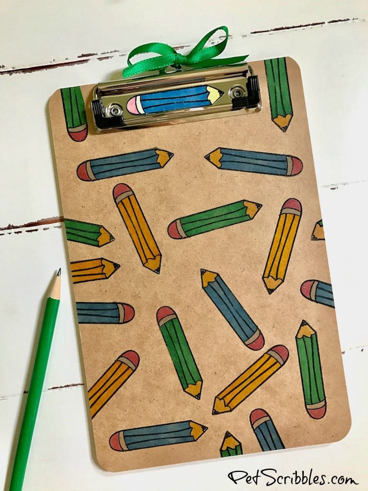 Easy-to-make, useful Teacher Gift: Stamped Pencil Clipboard and Magnet -- made with a simple pencil stamp!