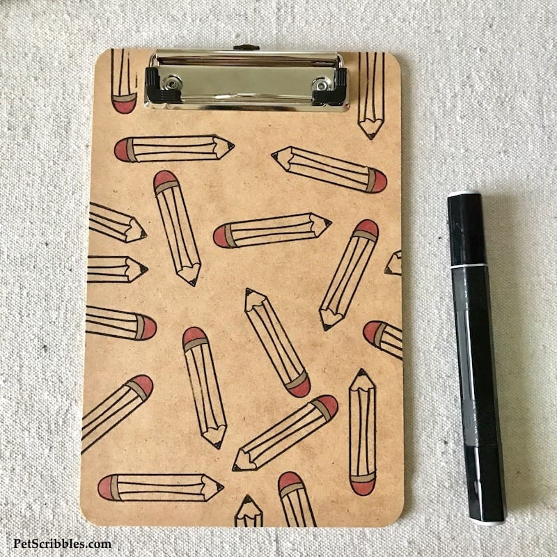 Easy-to-make, useful Teacher Gift: Stamped Pencil Clipboard and Magnet -- made with a simple pencil stamp!