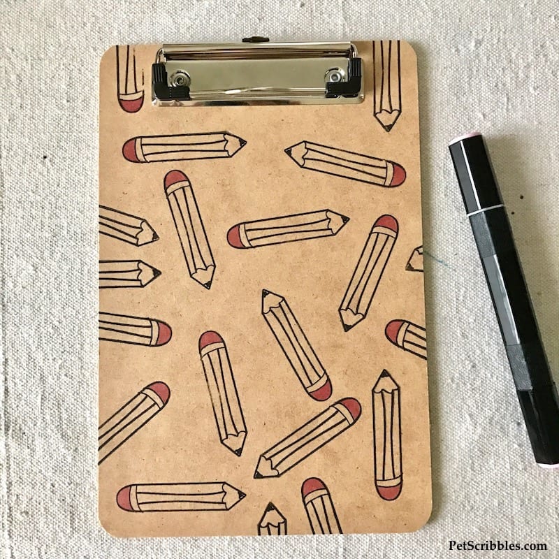 Easy-to-make, useful Teacher Gift: Stamped Pencil Clipboard and Magnet -- made with a simple pencil stamp!