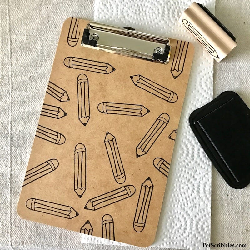 Easy-to-make, useful Teacher Gift: Stamped Pencil Clipboard and Magnet -- made with a simple pencil stamp!