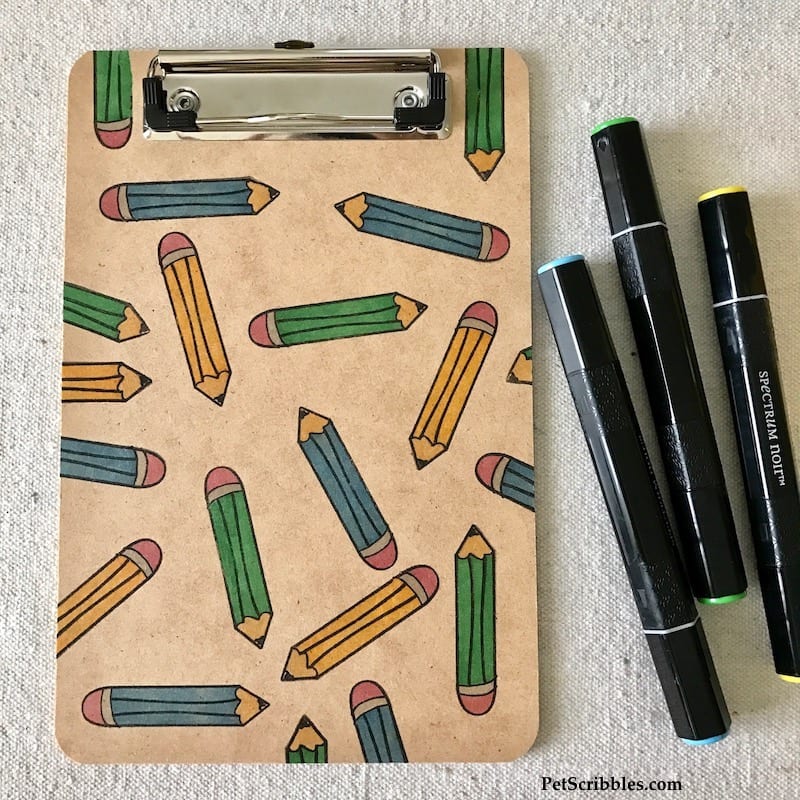 Easy-to-make, useful Teacher Gift: Stamped Pencil Clipboard and Magnet -- made with a simple pencil stamp!