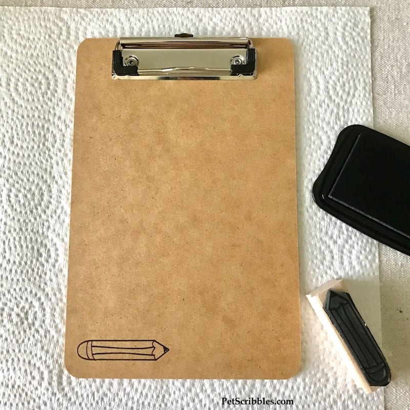 Easy-to-make, useful Teacher Gift: Stamped Pencil Clipboard and Magnet -- made with a simple pencil stamp!