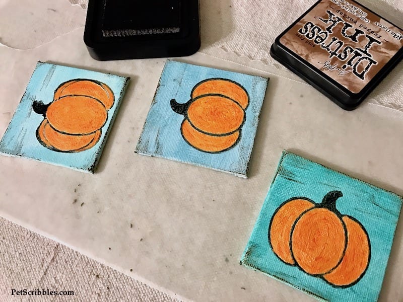 How to Make a Beautiful Miniature Pumpkin Canvas Trio