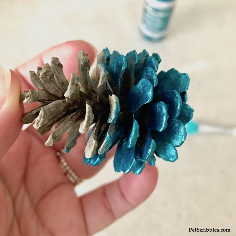 hand painted pinecones