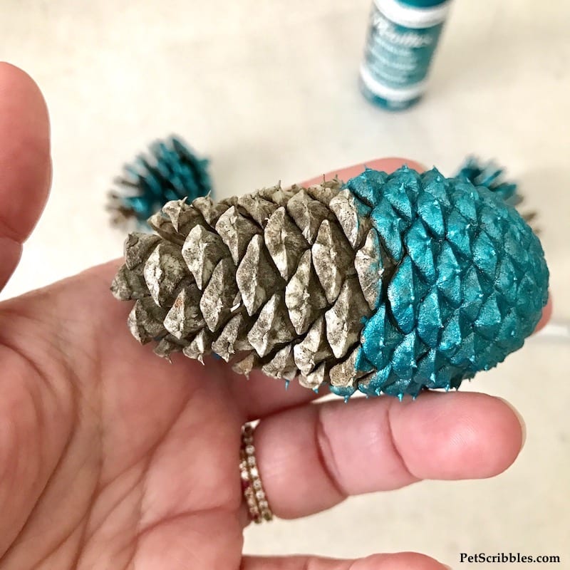 half-painted pinecone