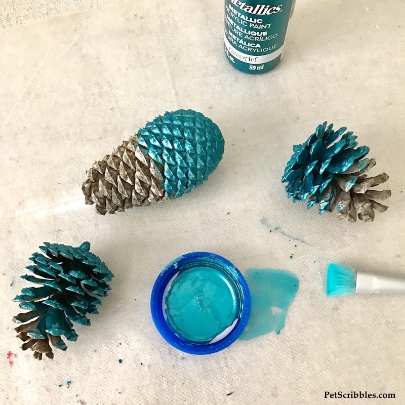 painting pinecones