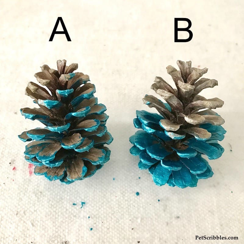 image shows how to paint pinecones